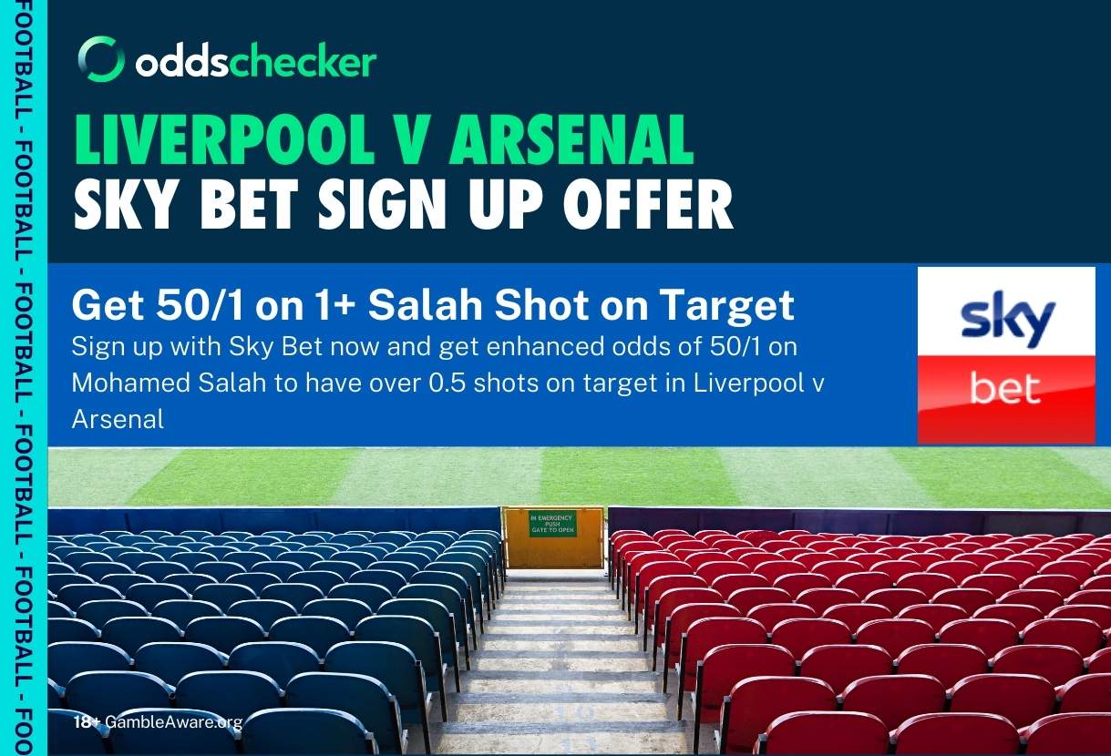 Sky Bet Offer: 50/1 Salah to Have A Shot on Target in Liverpool v Arsenal 