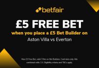 Aston Villa vs Everton Bet Builder Tips: 14/1 Selection & Betfair Free Bet Offer