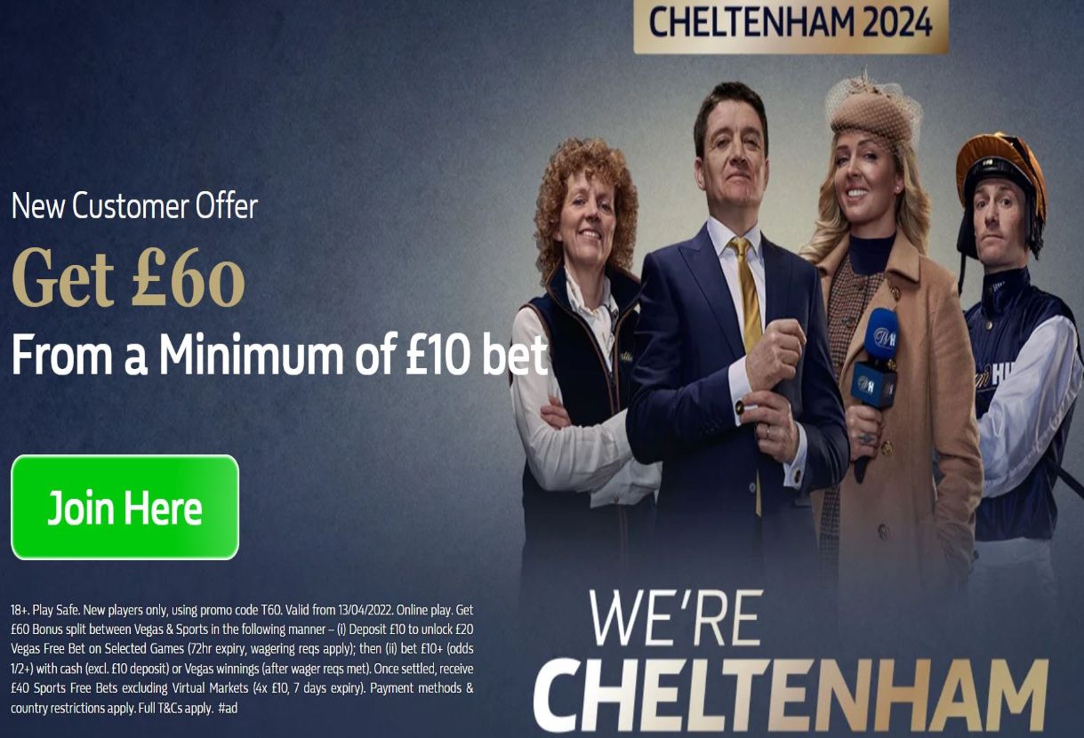 William Hill Free Bets: Bet £5 Get £65 at Cheltenham Festival
