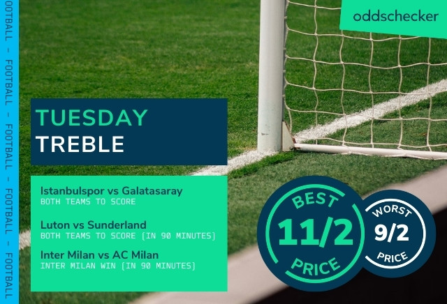 Football Accumulator Tips: 11/2 Tuesday Treble featuring the Milan derby