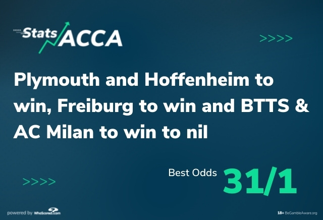 Football Stats Acca: 31/1 four-fold powered by WhoScored
