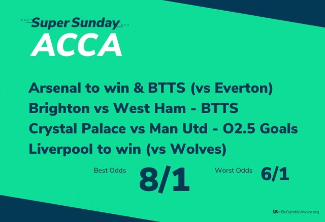 Football Accumulator Tips: BTTS at the Emirates in our Super Sunday 8/1 Acca 