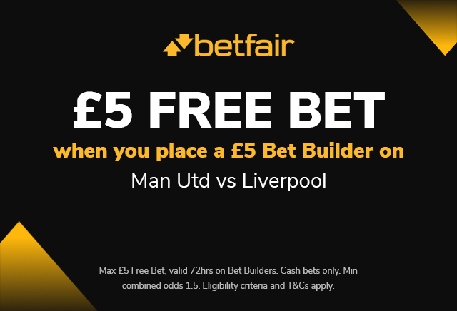 Manchester United vs Liverpool 15/1 Bet Builder Tips featuring Salah to score anytime