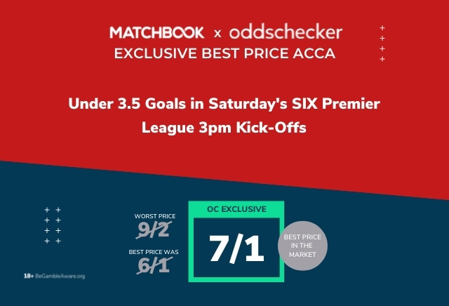 Acca Tips: Saturday’s 7/1 Premier League Under 3.5 Goals Acca on Matchbook